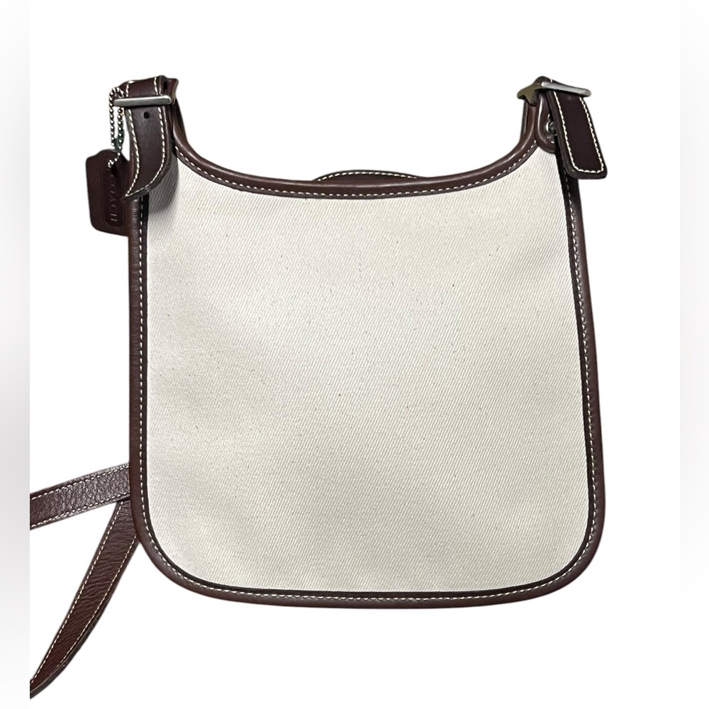 Vintage Coach Hippie 8114 Small Canvas Twill Slim Flap Crossbody, Made in USA - Picture 8 of 14